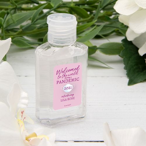 Personalized Birth Announcement Welcome to the World Hand Sanitizer 2.fl. Oz.