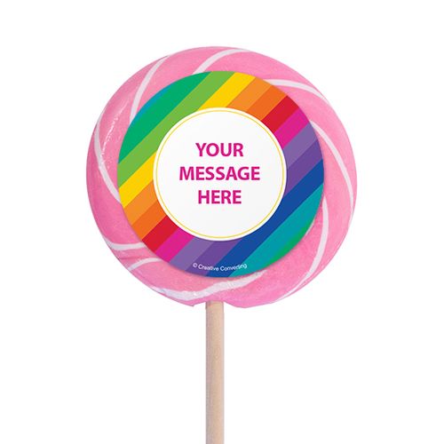 Rainbow Birthday Personalized 3" Lollipops (12 Pack)