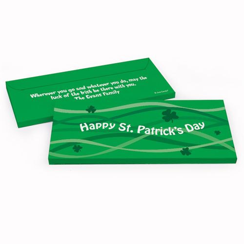 Deluxe Personalized St. Patrick's Day Clover Streams Chocolate Bar in Gift Box