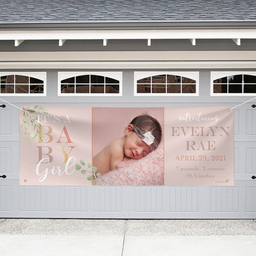 Personalized Birth Announcement Giant Banner - Welcome Baby Girl