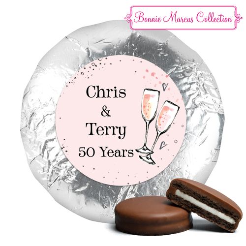 Bonnie Marcus Collection Anniversary Cheers to the Years Milk Chocolate Covered Oreo Cookies Foil Wrapped