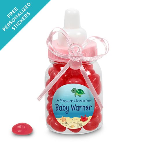 Baby Shower Personalized Pink Baby Bottle Ocean Bubbles (24 Pack)