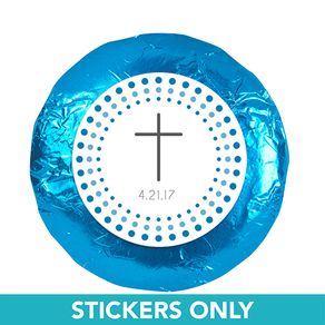 Communion 1.25" Sticker Circled Cross (48 Stickers)