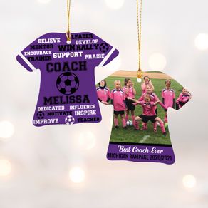 Best Coach Soccer with Image - Purple Ornament