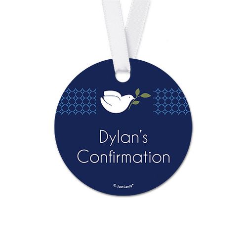 Personalized Round Dove Confirmation Favor Gift Tags (20 Pack)