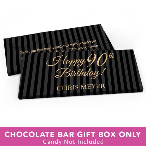 Deluxe Personalized Birthday Pinstripe 90th Candy Bar Favor Box