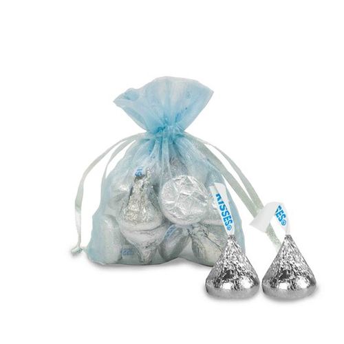 Extra Small Light Blue Organza Bag - Pack of 12