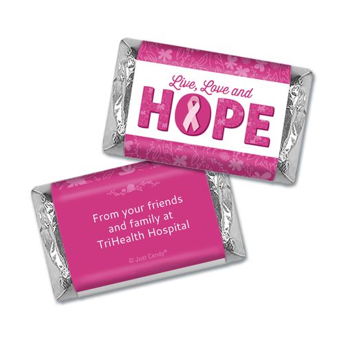 Personalized Breast Cancer Hershey's Miniatures Wrappers Live Love Hope