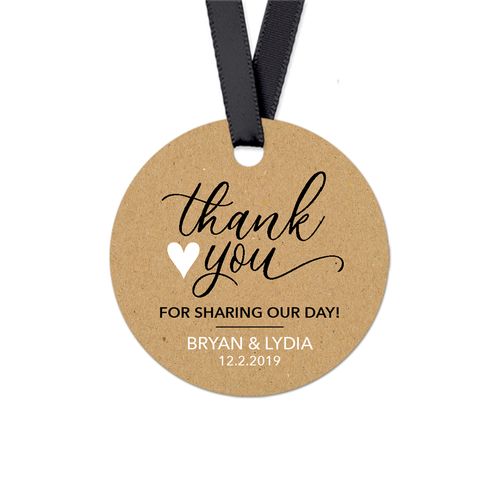 Personalized Round Thank You Heart Wedding Favor Gift Tags (20 Pack)