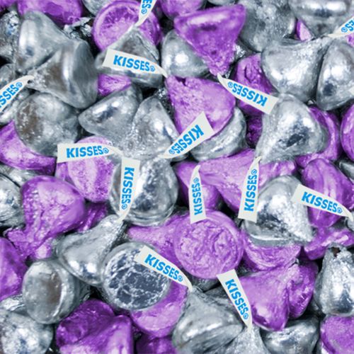 Purple & Silver Hershey's Milk Chocolate Kisses Foil Wrapped Bulk Chocolate Candy