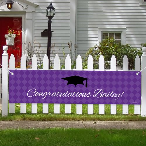 Personalized Checker Pattern Graduation 5 Ft. Banner