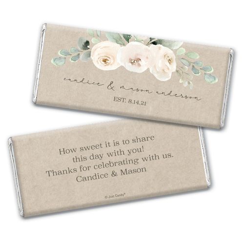 Personalized Wedding Precious Peonies Chocolate Bar Wrappers