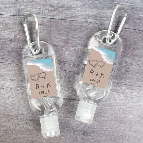 Personalized Hand Sanitizer with Carabiner Wedding 1 fl. oz bottle - Sea Shore Love