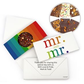 Personalized Wedding LGBT Gay Wedding Mr. and Mr. Rainbow Gourmet Infused Belgian Chocolate Bars (3.5oz)