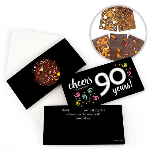 Personalized Birthday Milestone Ninety Confetti Gourmet Infused Belgian Chocolate Bars (3.5oz)