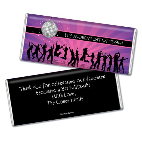Bat Mitzvah Personalized Chocolate Bar Wrappers Disco Dance