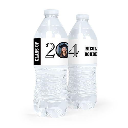 Personalized Graduation Circle Year Photo Water Bottle Sticker Labels (5 Labels)
