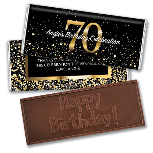 Personalized Milestone Elegant Birthday Bash 70 Embossed Chocolate Bar & Wrapper