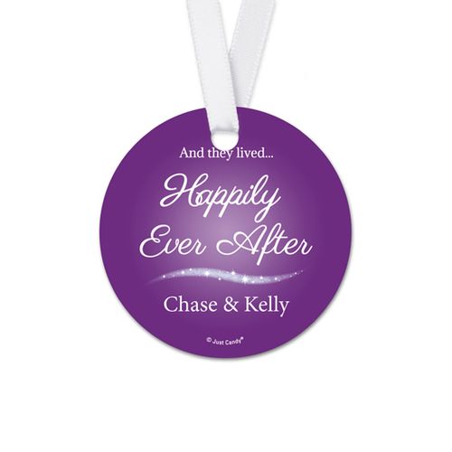 Personalized Round Happily Ever After Wedding Favor Gift Tags (20 Pack)