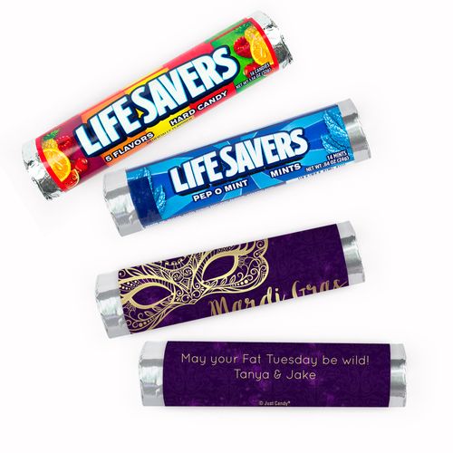 Personalized Mardi Gras Golden Elegance Lifesavers Rolls (20 Rolls)