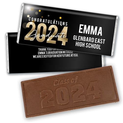 Graduation Personalized Embossed Chocolate Bar Black & Gold