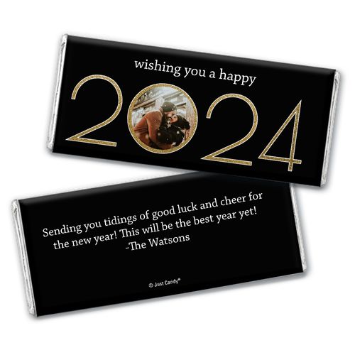 Personalized New Year's Eve Glitter Photo Chocolate Bar & Wrapper