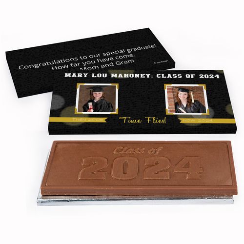 Deluxe Personalized Graduation Then & Now Grad Embossed Chocolate Bar in Gift Box
