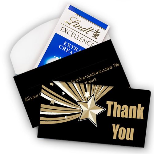 Deluxe Personalized Business Thank You Rising Star Lindt Chocolate Bar in Gift Box (3.5oz)