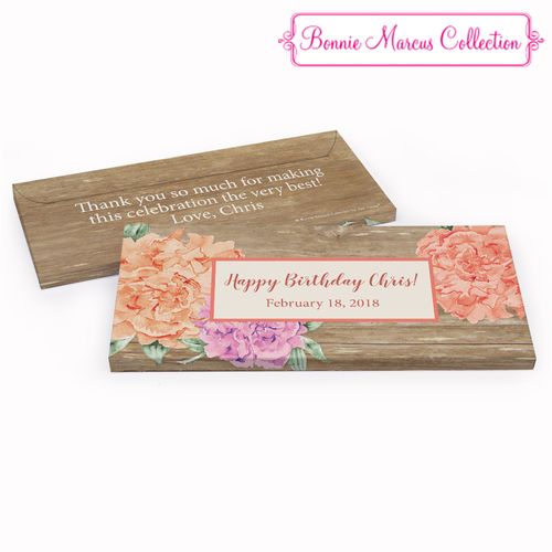 Deluxe Personalized Birthday Blooming Joy Hershey's Chocolate Bar in Gift Box