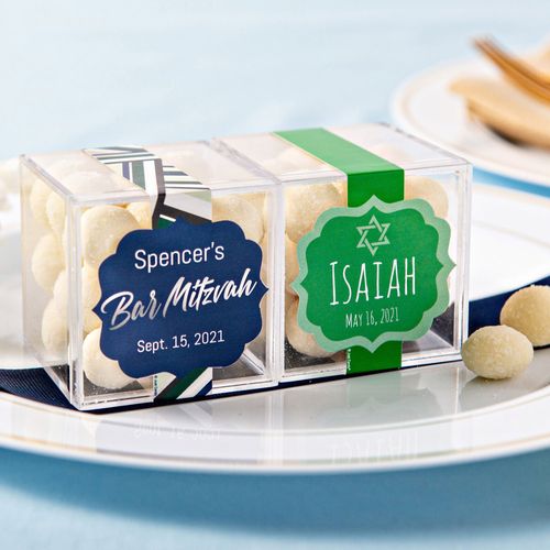 Personalized Bar Mitzvah JUST CANDY® favor cube with Premium Sugar Cookie Bites
