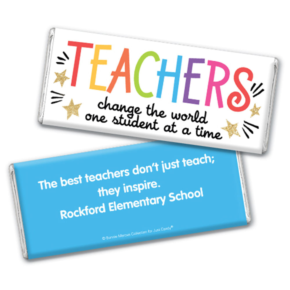 Personalized Teacher Appreciation Gold Star Chocolate Bar Wrappers ...