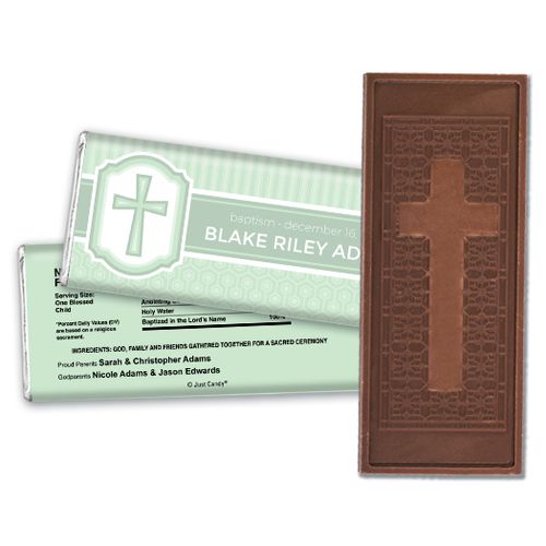 Baptism Personalized Embossed Cross Chocolate Bar Cross & Stripes