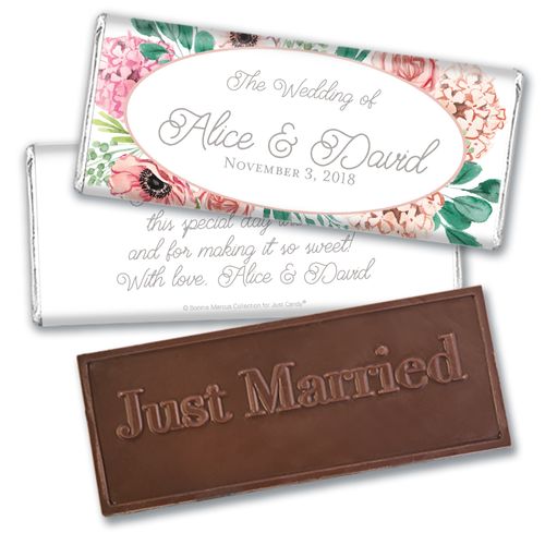 Personalized Bonnie Marcus Bridal Shower Blossom Bliss Embossed Chocolate Bar & Wrapper