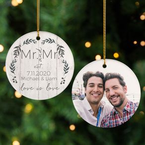 Love is Love Mr & Mr Photo Ornament