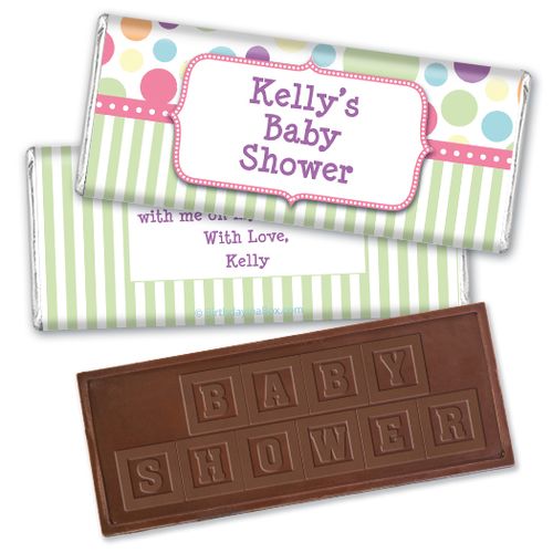 Baby Shower Pink Stripe Personalized Hershey's Embossed Chocolate Bar