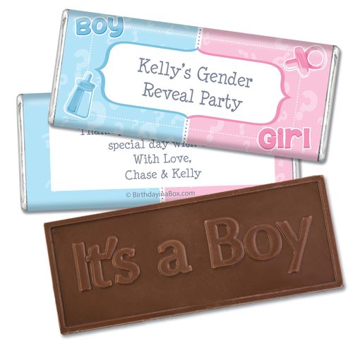 Pick a Side Gender Reveal Embossed It's a Boy Chocolate Bar & Wrappers
