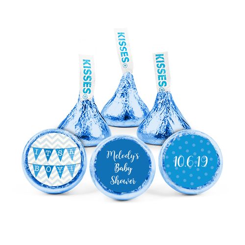 Personalized Baby Shower Chevron Banner Boy Hershey's Kisses