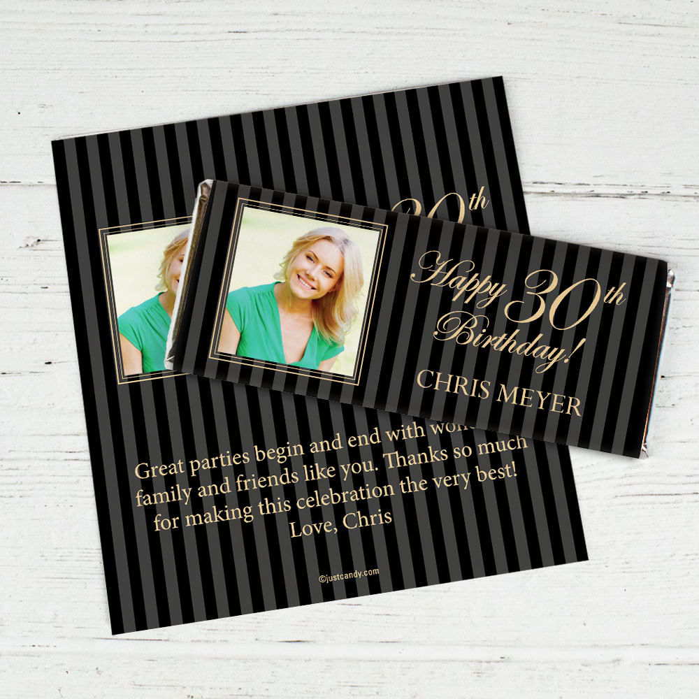Milestones personalized chocolate bar 30th birthday wrappers
