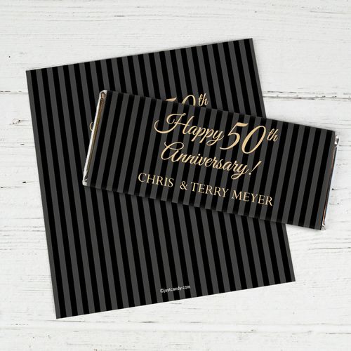 Anniversary Personalized Chocolate Bar Wrappers 50th Pinstripe