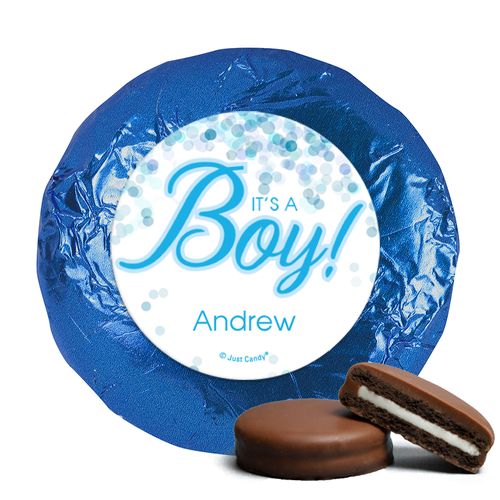 Personalized Boy Birth Announcement Bubbles Milk Chocolate Covered Oreos