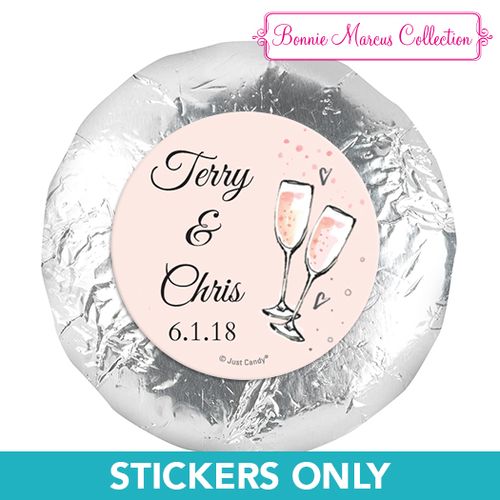 Personalized Anniversary Bubbly Party Pink 1.25" Stickers (48 Stickers)