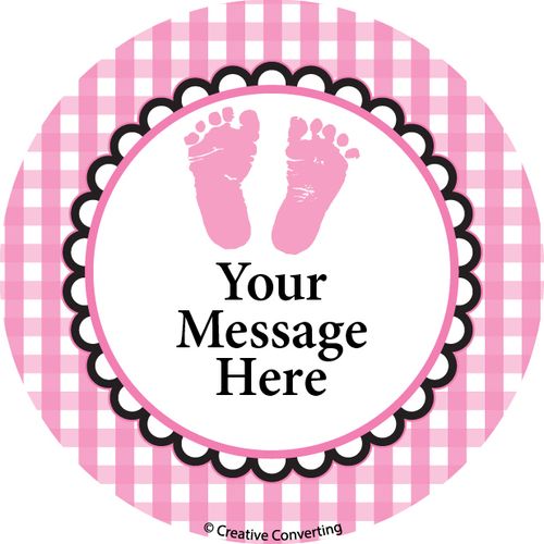 Sweet Baby Feet Pink Personalized 2" Stickers (20 Stickers)