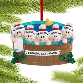 Hot Tub Family of 5 Ornament