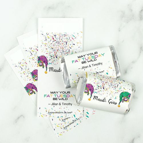 Personalized Hershey's Miniatures Wrappers Personalized Mardi Gras Jammin' Jester Hats