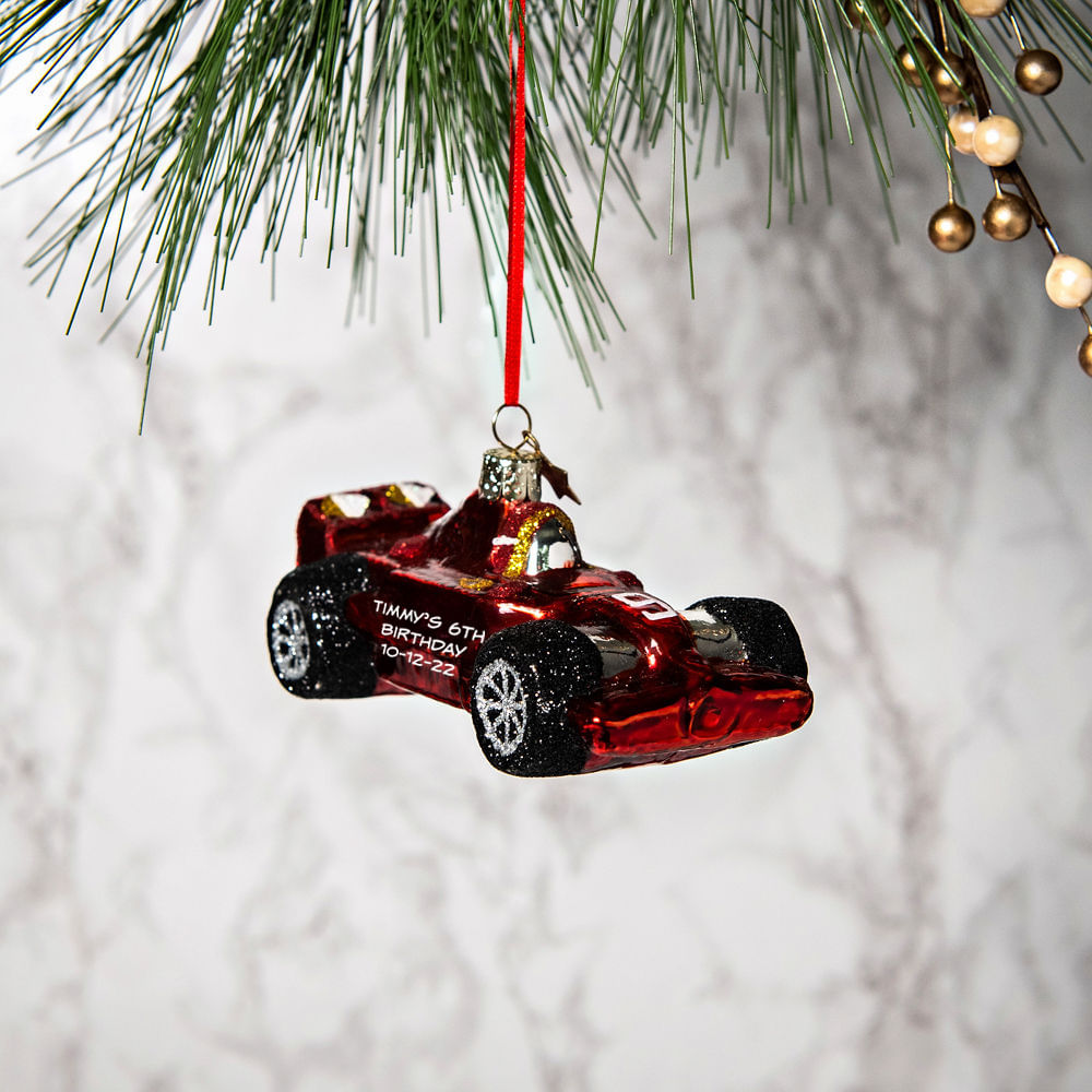 Glass Racecar Ornament
