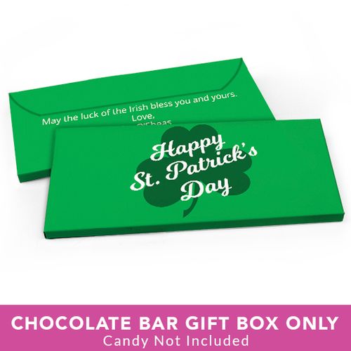 Deluxe Personalized St. Patrick's Day Clover Candy Bar Favor Box