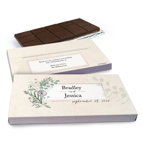 Deluxe Personalized Wedding Romantic Flora Chocolate Bar in Gift Box (3oz Bar)