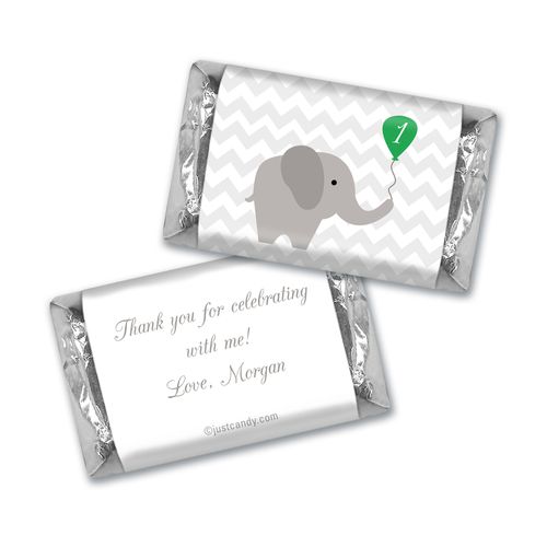 Birthday Personalized Hershey's Miniatures Chevron Dots Elephant