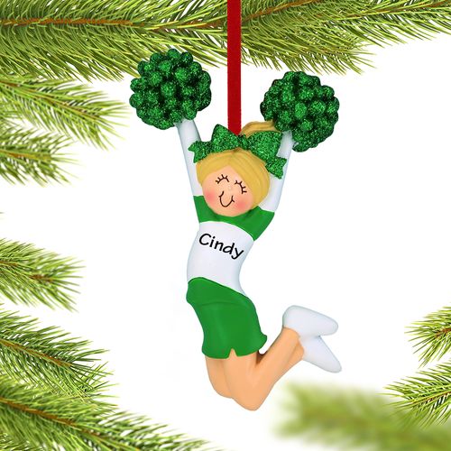 Cheerleader Green and White Uniform Ornament