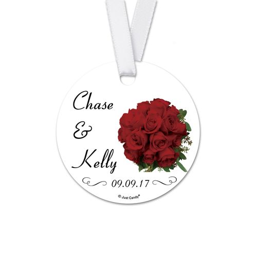Personalized Round Wedding Bouquet Favor Gift Tags (20 Pack)